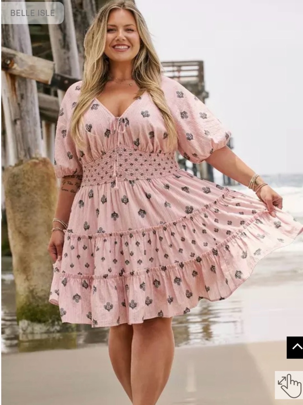 torrid Pink Floral Tiered Smocked Midi Dress